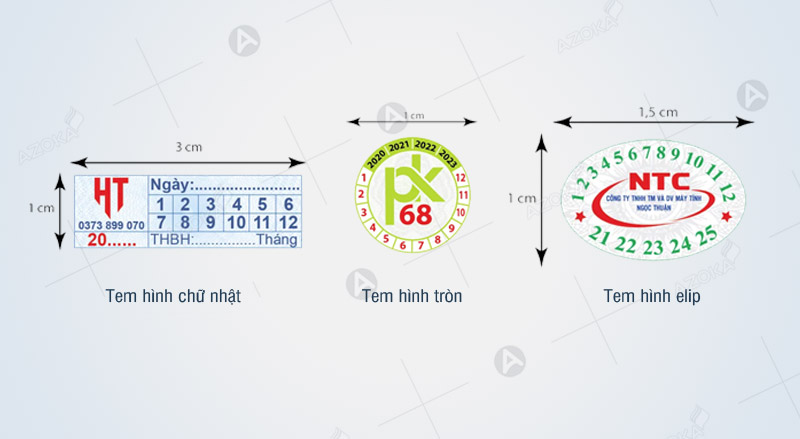 Phân loại tem niêm phong theo hình dạng