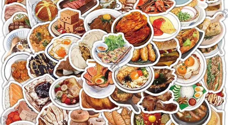 Mẫu sticker cute food