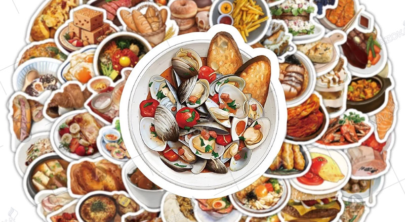 Mẫu sticker cute food