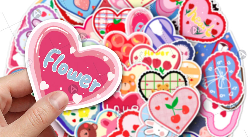Quy cách in sticker nhãn dán trái tim dễ thương, cute