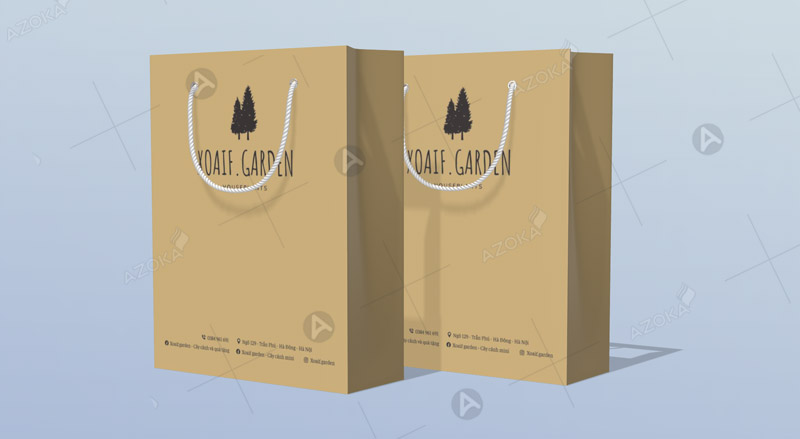 Mẫu túi giấy kraft cửa hàng cây xanh của Xoaif.Garden