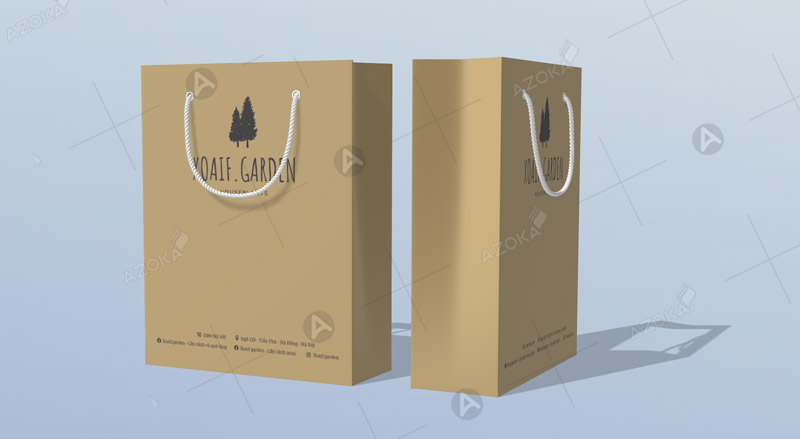 Mẫu túi giấy kraft cửa hàng cây xanh của Xoaif.Garden
